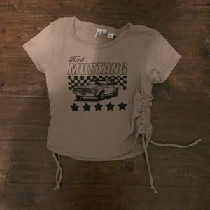 Light brown/tan ford mustang crop top , adjustable, from kohls, only worn once